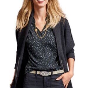 cabi Style 3429 Astral Star Sleeveless Button-Up Blouse L Navy Blue #323F